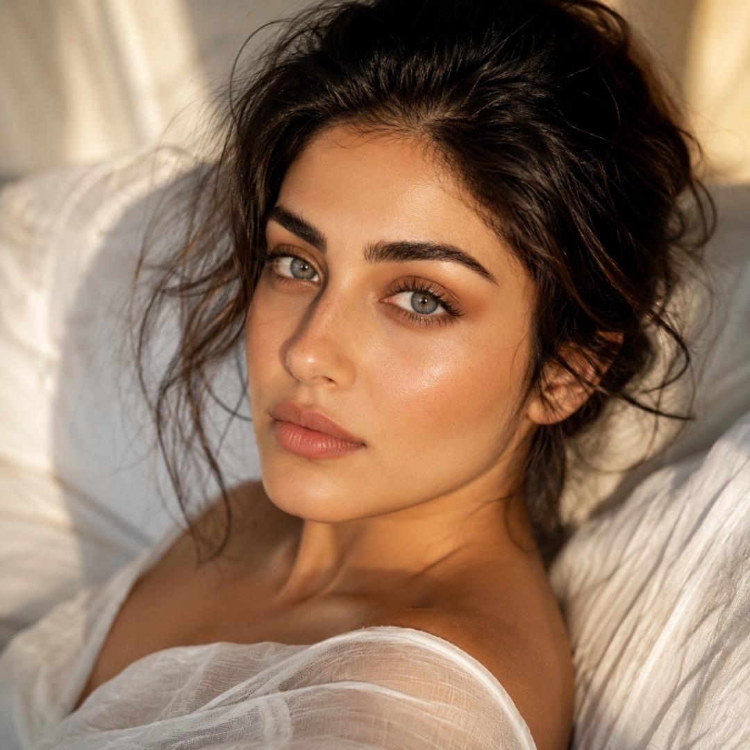 dubai woman just wake up from bed