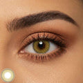 Close-up of an eye with a olive contact lens